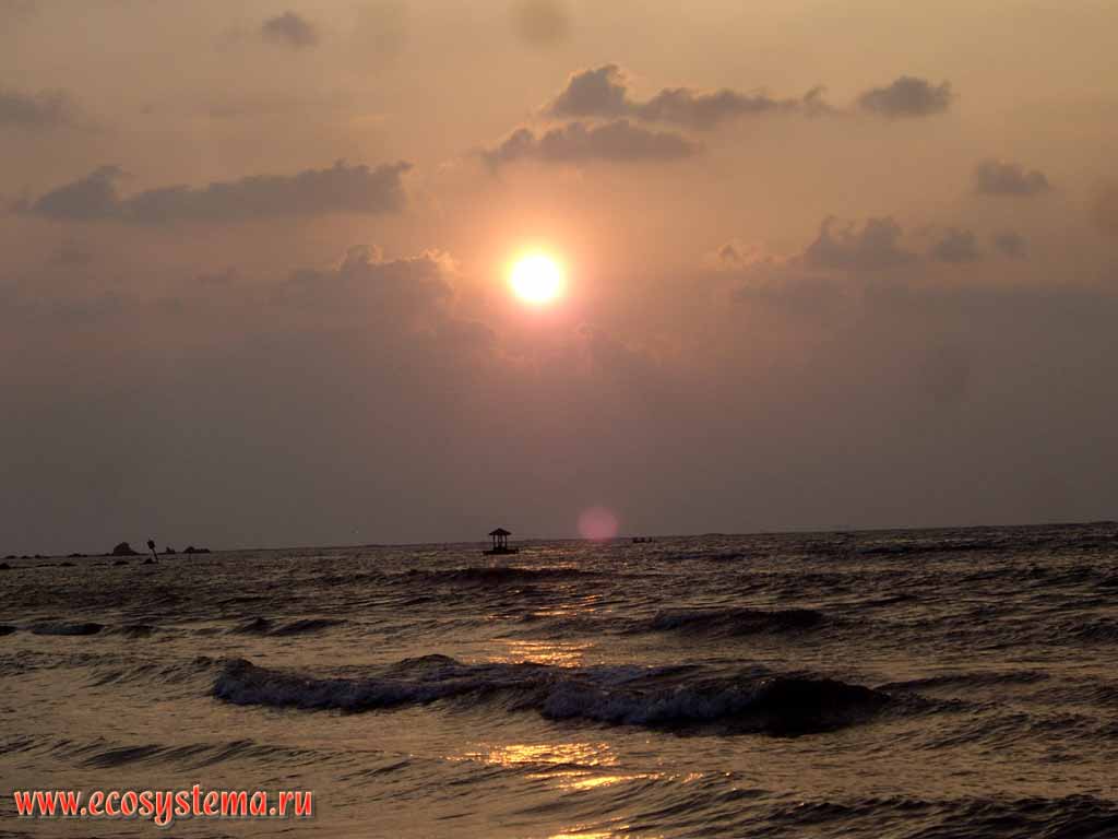 The sunset on the beach of Samui island. Indochinese Peninsula, Thailand